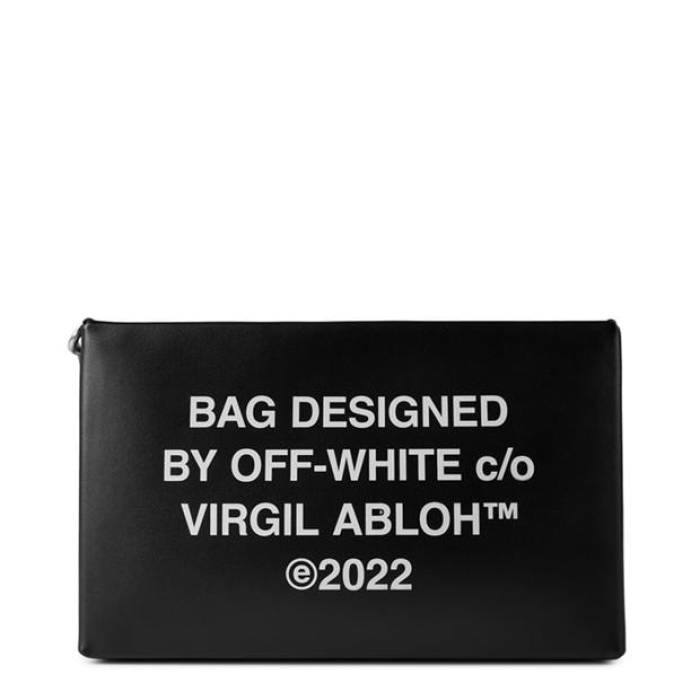 Off White 【 Women\u0027s Block Met Logo Pouch Clutch Bag, Italian Craftsmanship Women Black/White 】 レディース ロゴタイプ レディース 黒いこと 黒いこと 白いこと 白いこと