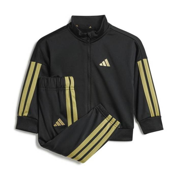 アディダス Adidas 【 3-Stripe Essentials Climacool Track Suit Infants Kids Black/Gold 】 クライマクール 貨物自動車 背広 お坊っちゃん キッズ 黒いこと 黒いこと ゴールド