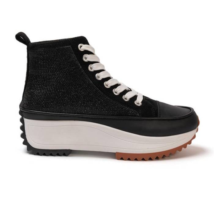 Firetrap 【 Platform Hi Top Ladies Trainers Women Black Glitter 】 シューズ スニーカー レディース 黒いこと 黒いこと