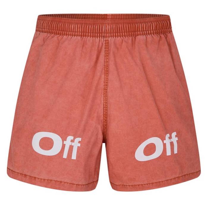 Off White 【 Men\u0027s Bounce Off Sunset Swim Shorts Men Orange White 】 メンズ バウンス さる股引き メンズ orange 橙・オレンジ色 白いこと 白いこと