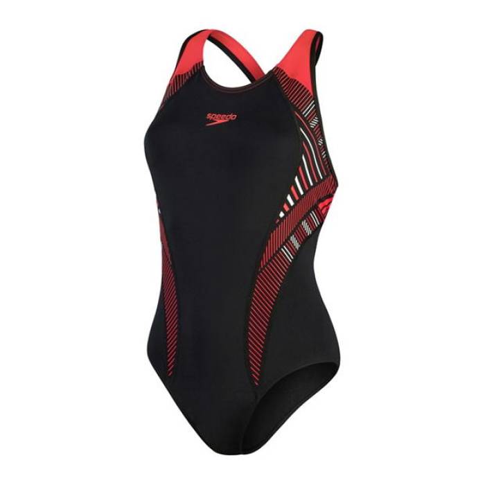スピード Speedo 【 One Piece Swimsuit Women Black/Red 】 水着 レディース 黒色 ブラック Red 赤・レッド｜スニケス
