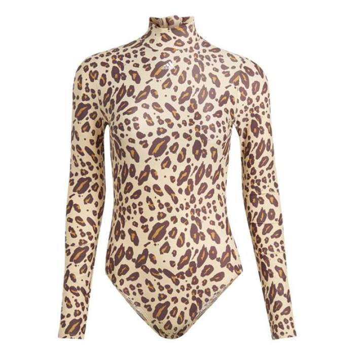 アディダス Adidas 【 Long Sleeved Animal Print Swimsuit Women Brown/White 】 水着 レディース 茶色 ブラウン 白色 ホワイト