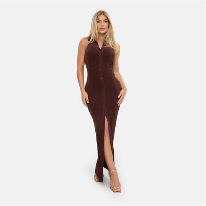 I Saw It First 【 Slinky Maxi Dress Women Chocolate 】 御召しもの レディース