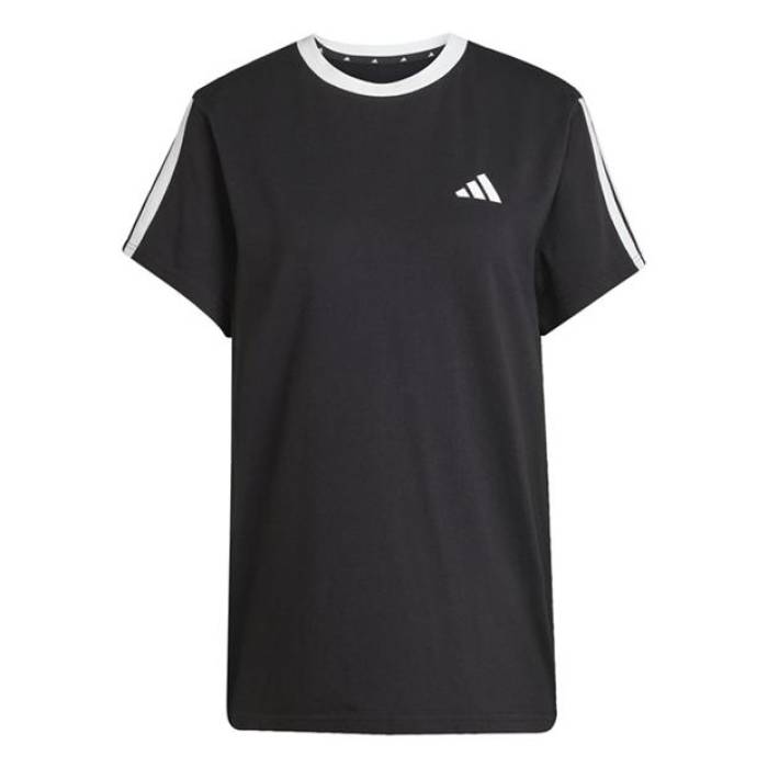 アディダス Adidas 【 Essentials 3 Stripe T-Shirt Womens Women Black/White 】 Stripe 縞模様 プルオーバー レディース レディース 黒いこと 黒いこと 白いこと 白いこと