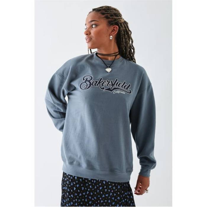 デイジーストリート Daisy Street 【 Women\u0027s Bakers Crew Sweatshirt Women Blue 】 レディース 労働者の一団 汗水 調教師 レディース 青碧 青碧