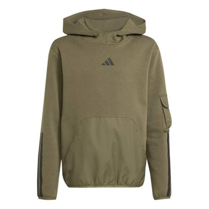 アディダス Adidas 【 Utility Fleece Hoodie Juniors Kids Khaki 】 フリース フーディー パーカー お坊っちゃん キッズ カーキ