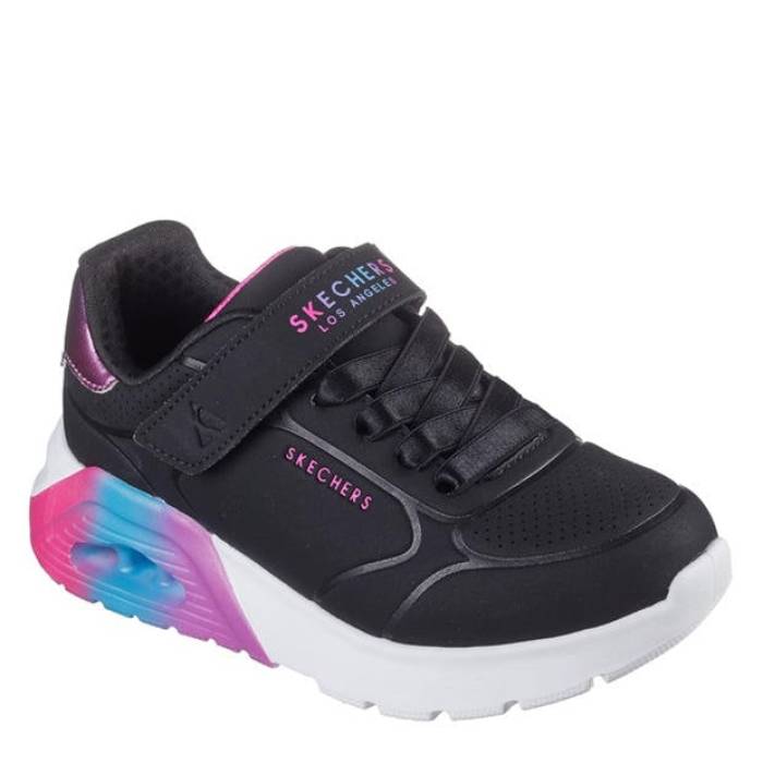 スケッチャーズ Skechers 【 Gore & Strap Embossed Sneaker W Met Court Trainers Girls Kids Black/Multi 】 ストラップ 靴 スニーカー コート シューズ スニーカー ジュニア キッズ 黒色 ブラック