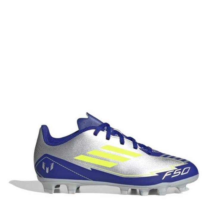 アディダス Adidas 【 F50 Club Juniors Firm Ground Football Boots Kids Silver/Blue 】 クラブ フットボール ブーツ ジュニア キッズ Silver 銀色・シルバー 青色 ブルー｜スニケス
