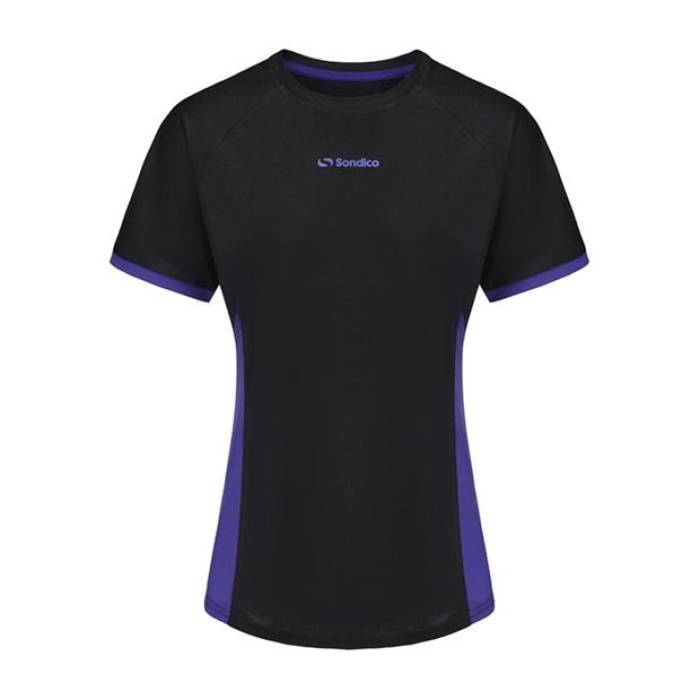 Sondico 【 Football T-Shirts Womens Women Black/Purple 】 蹴球 ティーシャツ レディース レディース 黒いこと 黒いこと Purple 紫・パープル