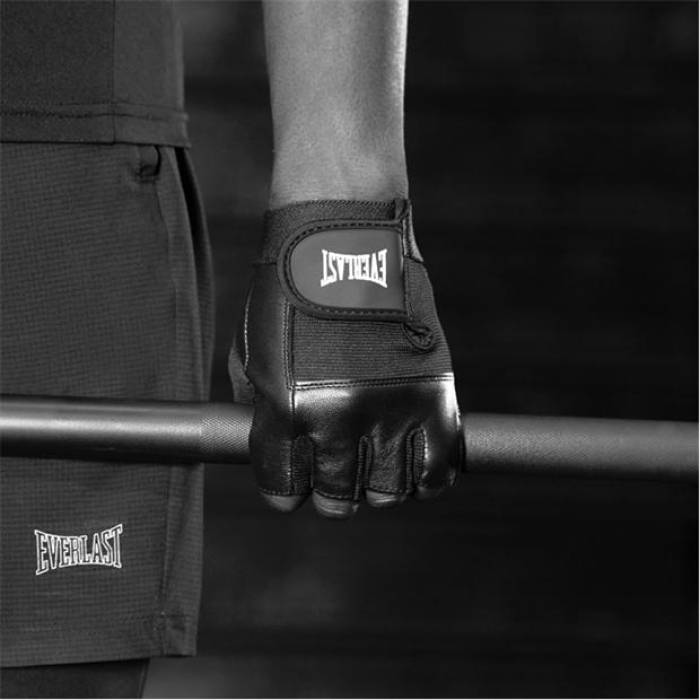 Everlast 【 Leather Fitness Gloves Adults Unisex Black 】 なめし革 相応うネス グローブ ユニ一発やる 黒いこと 黒いこと