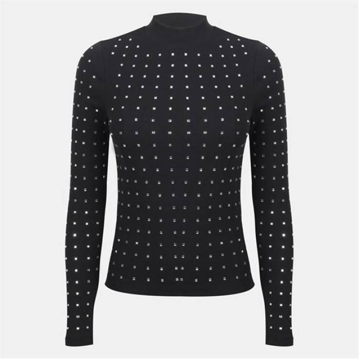 Biba 【 Ribbed Long Sleeve Top Women Black 】 Sleeve スリーブ レディース 黒色 ブラック|スニケス