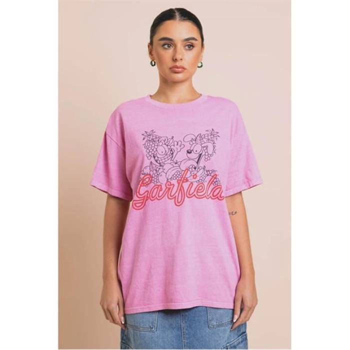 デイジーストリート Daisy Street 【 Garfield T-Shirt Women Washed Pink 】 ティーシャツ レディース pink サクラ色