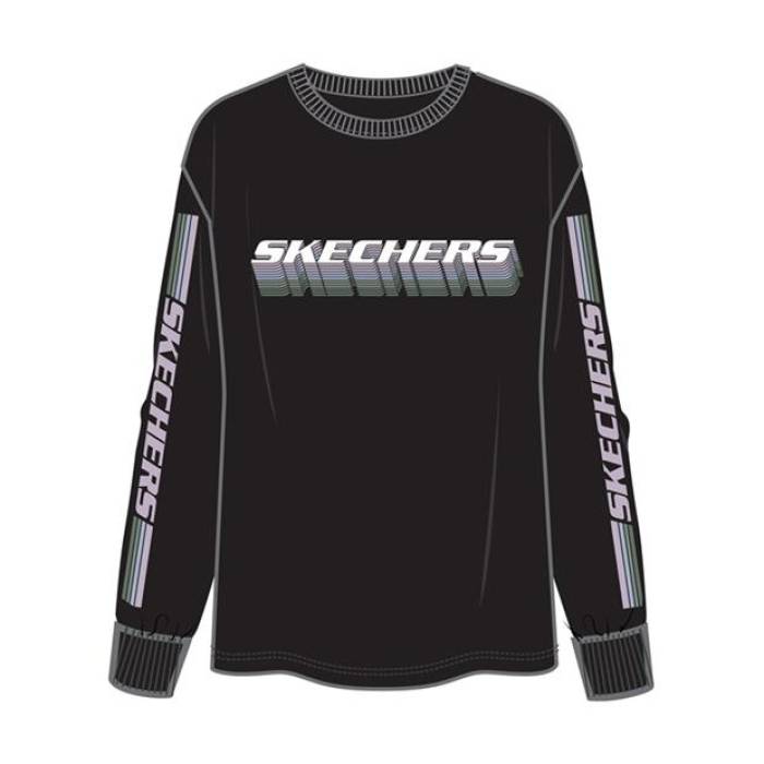 スケッチャーズ Skechers 【 Stacked Ls Tee T-Shirt Womens Women Black 】 Tシャツ レディース レディース 黒色 ブラック
