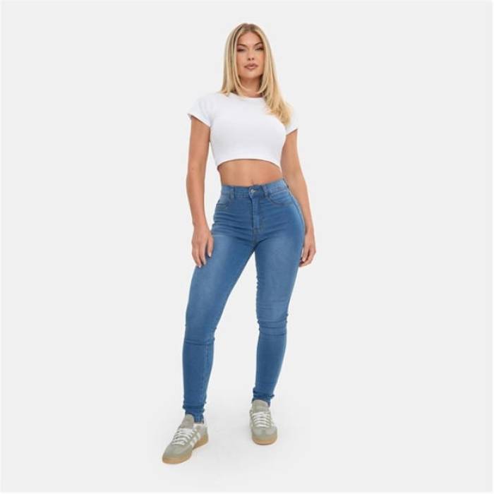 I Saw It First 【 High Waisted Skinny Jean Women Mid Blue 】 御機嫌 スキニー レディース ミッド 青み 青色