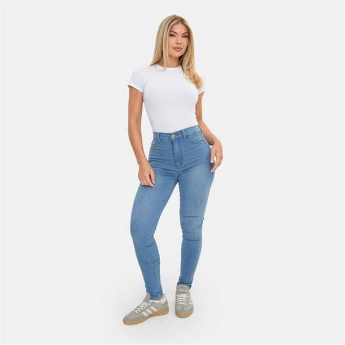 I Saw It First 【 High Waisted Skinny Jean Women Light Blue 】 ハイ スキニー レディース 青色 ブルー