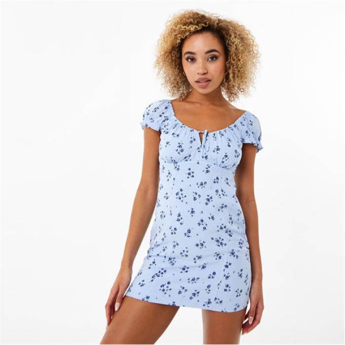 万力 濾過性病原体 Jack Wills 【 Broderie Prairie Dress Women Blue Floral 】 お召しもの レディース 青味 青色