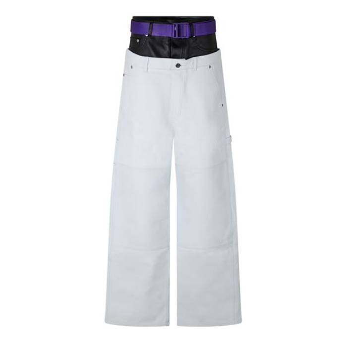 Off White 【 Men's Leather Straight Leg Trousers Men Off White 】 メンズ レザー メンズ 白色 ホワイト