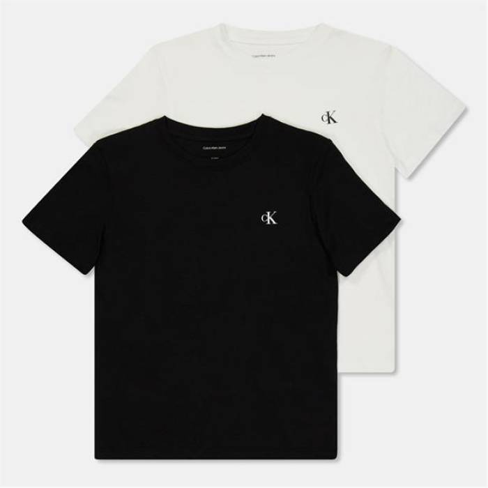 カルバンクライン デニム Calvin Klein Jeans 【 2-Pack Monogram Top Kids White/Black 0K9 】 2個入 お坊っちゃん キッズ 白いこと 白いこと 黒いこと 黒いこと