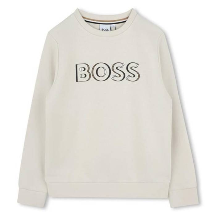 主任者 Boss 【 Kids Bold Logo Sweatshirt Kids Vanille 21C 】 ロゴタイプ 汗水 調教師 お坊っちゃん キッズ