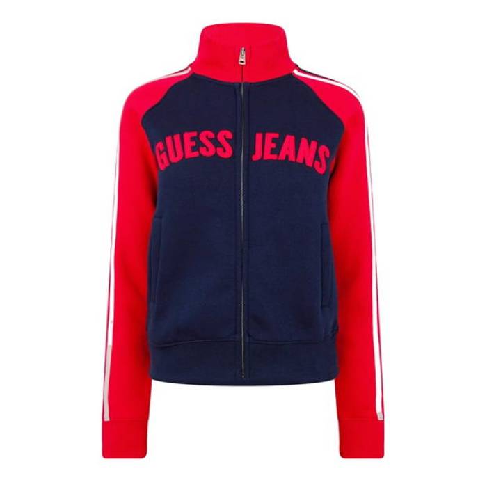 ゲス Guess 【 Logo Zip-Up Sweatshirt Women Ocean Multi 】 ロゴ スウェット トレーナー レディース