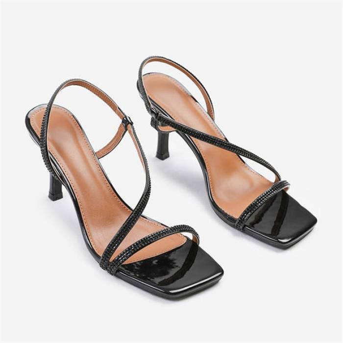 Wheres That From 【 Cross Foot Strap Heels Ladies Women Black 】 ストラップ レディース 黒色 ブラック