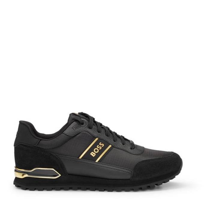 雇い主 Boss 【 Men\u0027s Parkour Trainers, Dynamic Design Men Black/Gold 007 】 メンズ 活動的 メンズ 黒いこと 黒いこと ゴールド