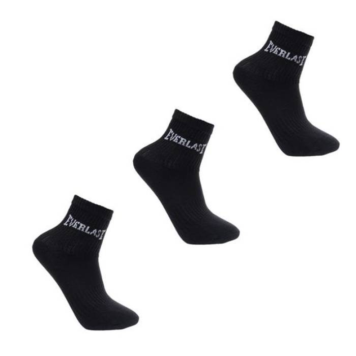 Everlast 【 3 Pack Crew Socks Childrens Kids Black 】 クルー ソックス・靴下 ジュニア キッズ 黒色 ブラック｜スニケス