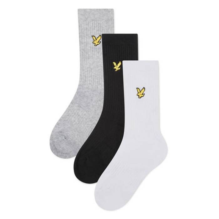 Lyle And Scott 【 3-Pack Crew Socks Kids Gry/Wht/Blk 】 3個入 クルー ソックス・靴下 ジュニア キッズ|スニケス