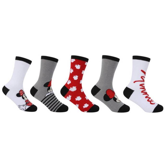 Character 【 Crew Sock 5Pk Junior Kids Minnie 】 クルー ジュニア キッズ