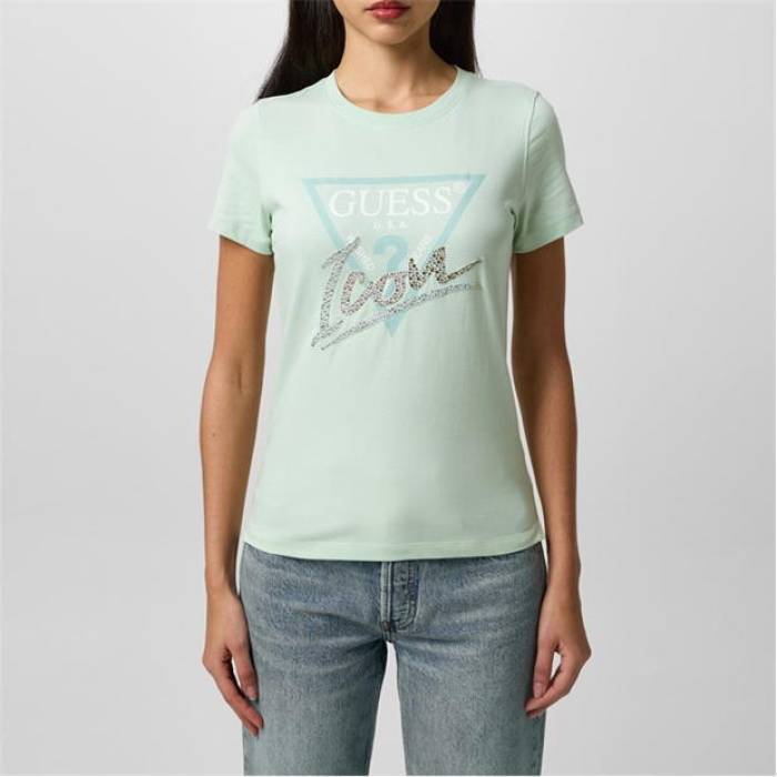ゲス Guess 【 Women's Icon Regular Fit T-Shirt Women Spring Day 】 レディース アイコン Tシャツ レディース Spring スプリング