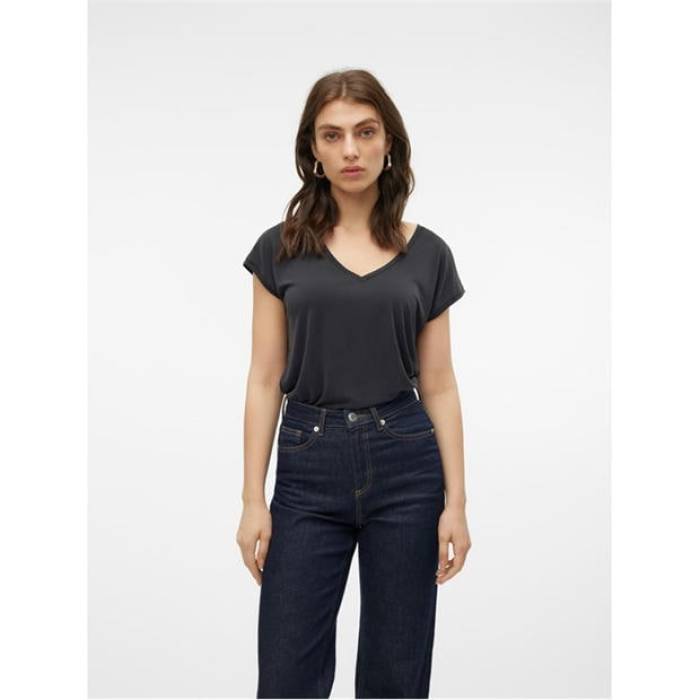 ヴェロモーダ Vero Moda 【 Filli Short-Sleeve V-Neck Regular Fit T-Shirt Women Black 】 Vネック Tシャツ レディース 黒色 ブラック