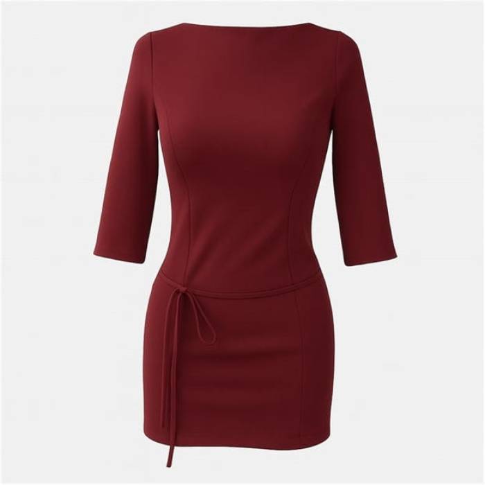 I Saw It First 【 Ponte Mini Dress Women Burgundy 】 御召しもの レディース ぶどう酒色・バーガンディー