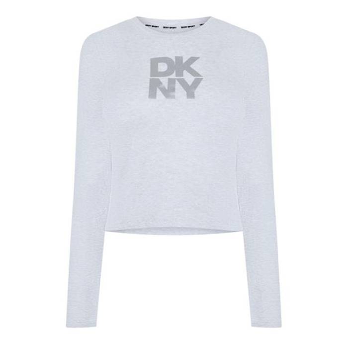 ダナキャランニューヨーク Dkny 【 Women's Long-Sleeve Logo T-Shirt Women Heather/Silver 】 レディース ロゴ Tシャツ レディース heather ヘザー Silver 銀色・シルバー