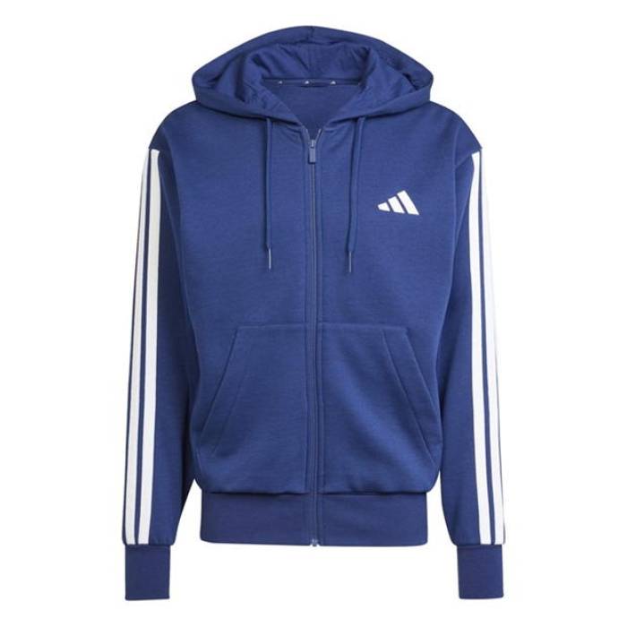 アディダス Adidas 【 Essentials Fleece 3-Stripes Full-Zip Hoodie Mens Men Navy/White 】 フリース フルジップ フーディー パーカー メンズ メンズ 紺色 米国海軍 白いこと 白いこと パーカー-メンズファッション