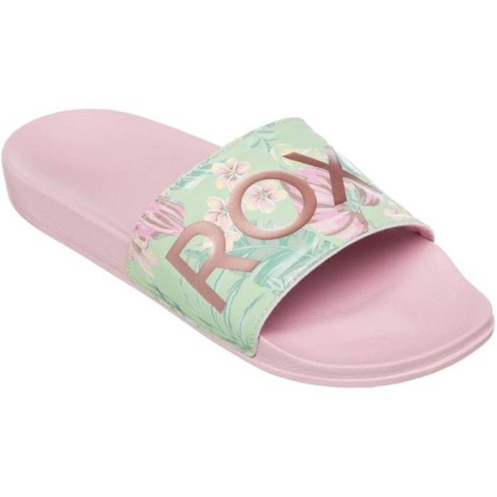 ロキシー Roxy 【 Slippy Flip Flops Women Green Pink 】 レディース green 緑・グリーン pink ピンク