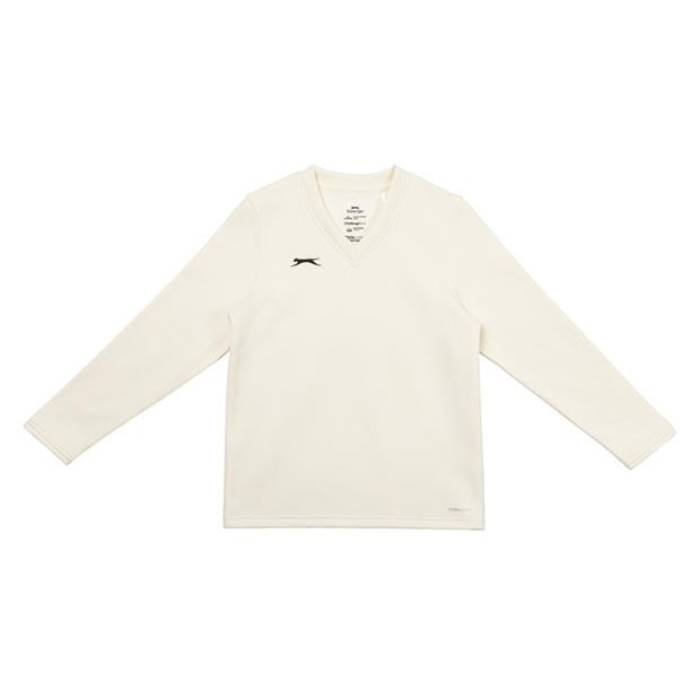 Slazenger 【 Aero Cricket Long Sleeve Sweater Junior Kids Cream 】 Sleeve 捩り 調教師 御坊っちゃん キッズ 皮膚軟化剤