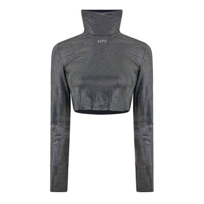 Off White 【 Women's Cropped Long-Sleeve Tee Women Black 】 レディース Tシャツ レディース 黒色 ブラック
