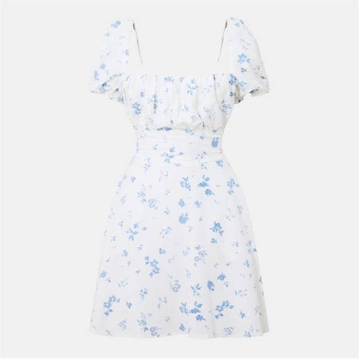 手玉 濾過性病原体 Jack Wills 【 Tie Back Dress Women Wht/Blue Pr 】 タイ 御召しもの レディース 青味 青み