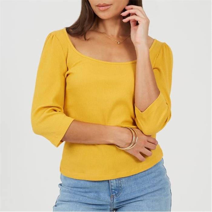 ブレイブソウル Brave Soul 【 Puff Slv Top Ld99 Women Sunflower 】 レディース レディースファッション-Tシャツ・カットソー