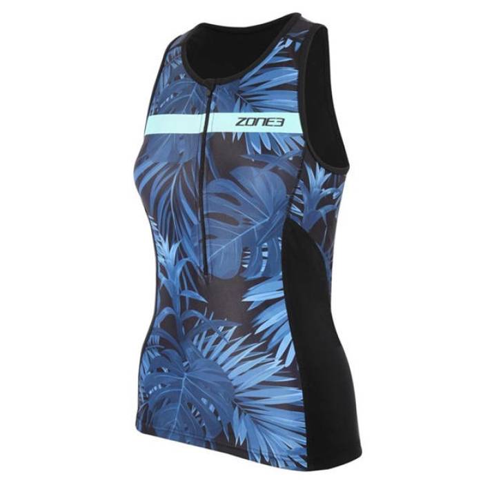 Zone3 【 Activate+ Tropical Palm Sleeveless Tri Top Women Navy/Green 】 Sleeveless ノン衣袂 レディース 紺色 米国海軍 green 緑・緑であること