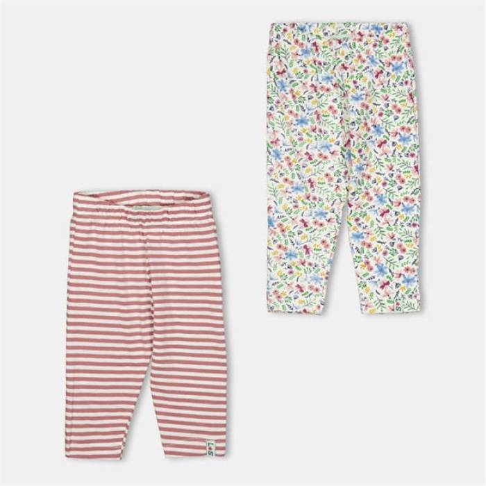 Lilly And Sid 【 & Sid Multicoloured Stripe And Floral Print Leggings - 2 Pack Kids Multi 】 Stripe ストライプ レギンス・タイツ ジュニア キッズ