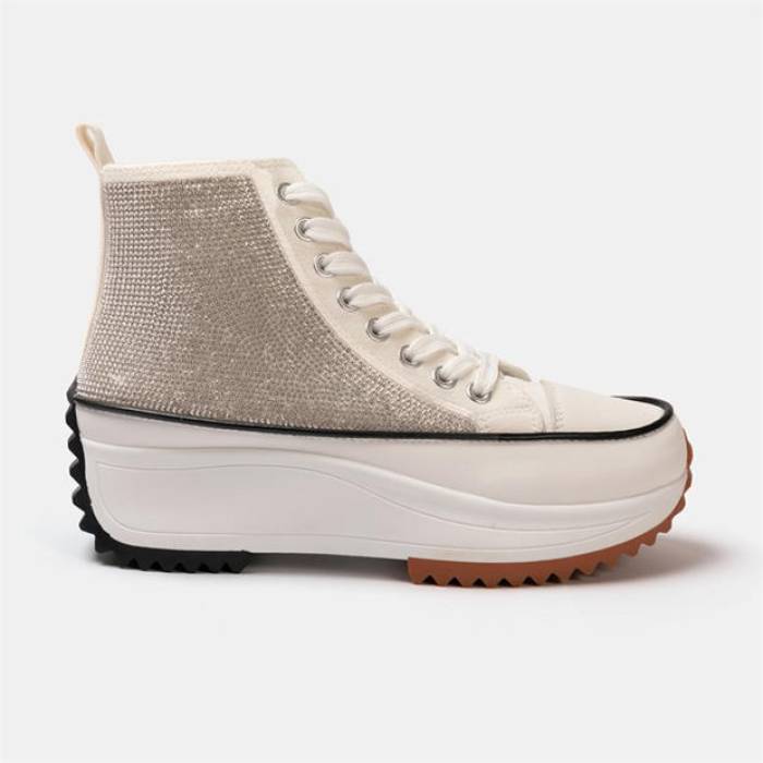 Firetrap 【 Platform Hi Top Ladies Trainers Women White Glitter 】 シューズ スニーカー レディース 白いこと 白いこと