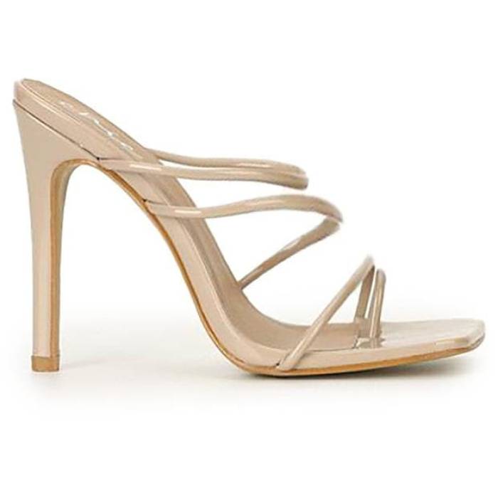 Chic 【 Square Toe Loop Strap Flat Sandal Women Nude 】 ストラップ レディース