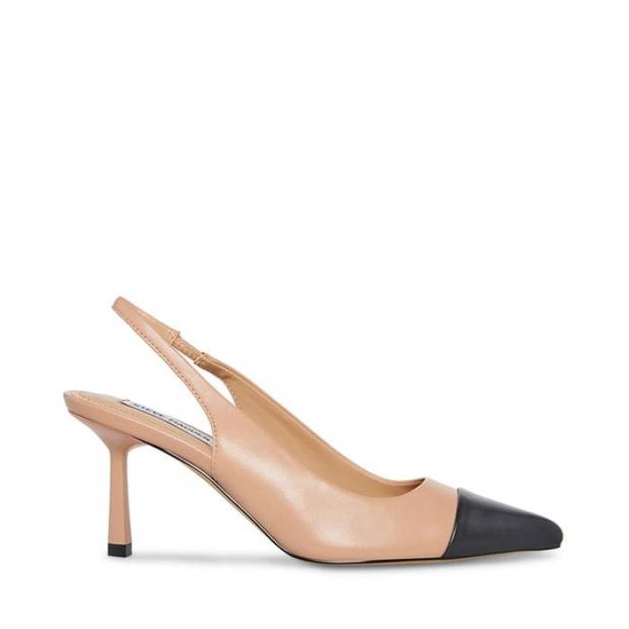 スティーブマデン Steve Madden 【 Women's Kling Slingback Block Heel Court Shoes Women Tan/Blk 】 レディース ヒール コート シューズ 運動靴 レディース｜スニケス