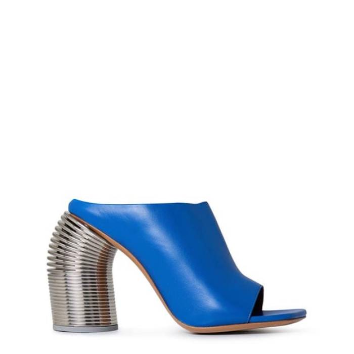 Off White 【 Women's Slinky High Heel Mules Women Blue 4520 】 レディース ハイ ヒール レディース 青色 ブルー