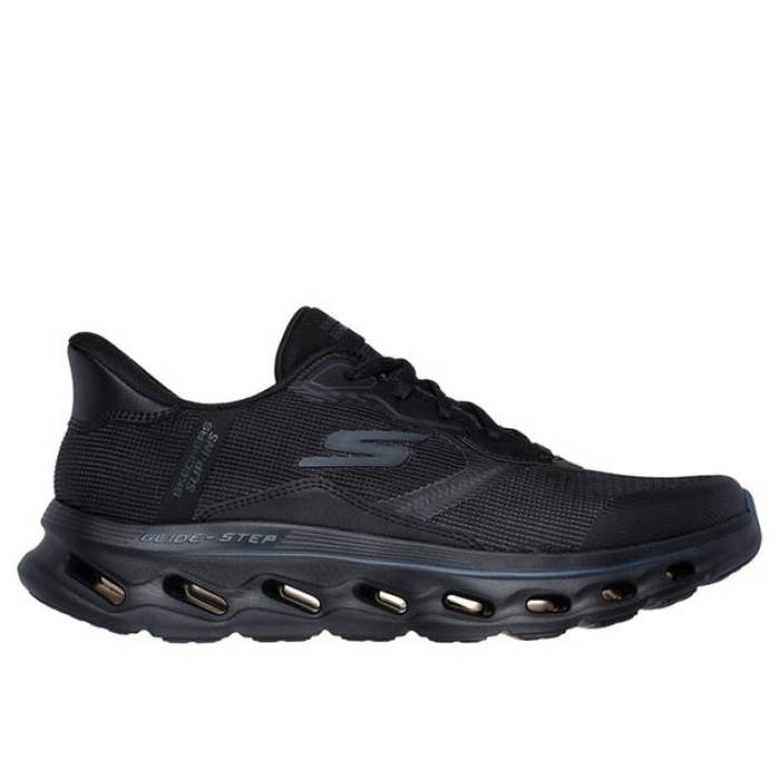 スケッチャーズ Skechers 【 Go Walk Glide Step Slip On Runners Men Black 】 ウォーク グライド メンズ 黒いこと 黒いこと
