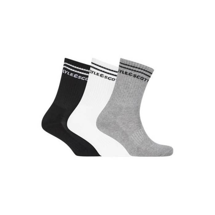 Lyle And Scott 【 Work Sock Men White/Grey/Bk 】 メンズ 白色 ホワイト 灰色 グレー｜スニケス