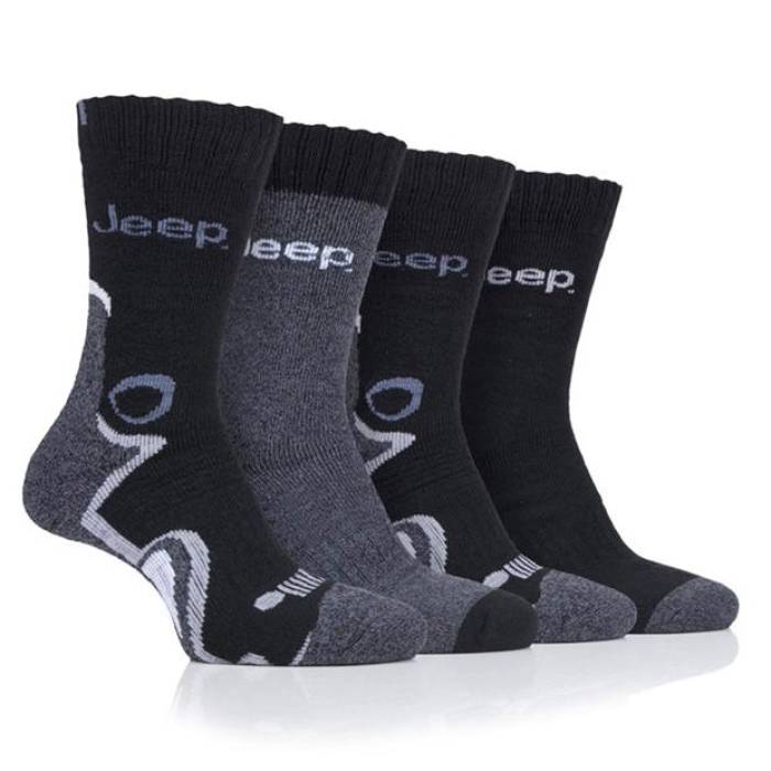 Jeep 【 4 Pack Performance Boot Socks Mens Men Black Print 】 パフォーマンス ブーツ ソックス・靴下 メンズ メンズ 黒色 ブラック