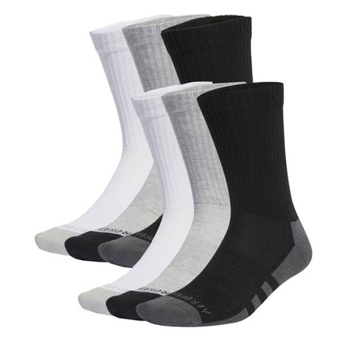 アディダス Adidas 【 Aeroready Crew 6 Pack Socks Junior Kids Gry/White/Black 】 クルー ソックス・靴下 ジュニア キッズ 白色 ホワイト 黒色 ブラック|スニケス