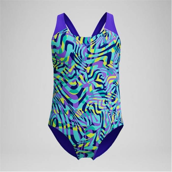 機敏さ Speedo 【 Digital All Over One Piece Swimsuit Kids Indigo Glow 】 水泳着 お坊っちゃん キッズ 藍色・インディゴ